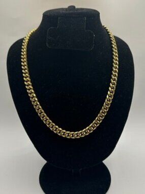 Real Gold Cuban Chain 8mm 24 Inch Stainless Steel Plated Solid Waterproof Mens